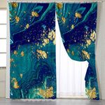 BlessLiving Vintage Marble Window Curtains Green Curtains for Bedroom Marble Window Curtains,1 Panel,1 Panel,42" W x 63" L, Hook