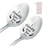 CREATCABIN Engraved Spoons 2pcs Stainless Steel I Cerealsly Love You Dinner Flatware Kitchen Utensils Food Grade Cutlery Set Mirror Polished Tableware Eating Utensil Set For Home Kitchen Restaurant