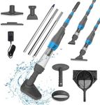 5 in 1 Cordless Rechargeable Pool Vacuum, Handheld Pool Cleaner Ideal for Spas, Hot Tubs and Small Pools for Sand and Debris with 3X Cleaning Handtolls Pool Brush Pool Skimmer Net Brown