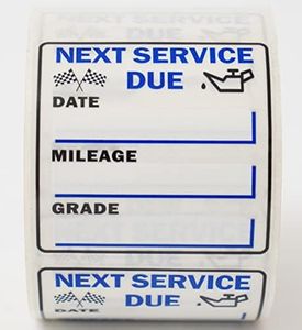 Oil Change Stickers 500 Pcs Per Roll-Service Reminder Stickers-2 inches x 2 inches Premium Clear Stock-Windshield Stickers-Checkered Flag- Peel & Write and Stick with No Residue Car Sticker