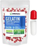 Capsules Express- Size 3 Red and White Empty Gelatin Capsules- Kosher Pure Gelatin Pill Capsule - DIY Powder Filling (100)