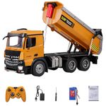 GoolRC WLtoys 14600 RC Dump Truck, 1/14 Scale 2.4Ghz Remote Control Dump Truck, RC Construction Vehicle Toy with LED Lights and Simulation Sound for Kids and Adults