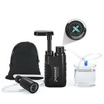 Purewell PRO Water Hand Purifier Pump with Replaceable Carbon 0.01 Micron Water Filter, 4 Filter Stages, Portable Outdoor Emergency and Survival Gear - Camping, Hiking, Backpacking