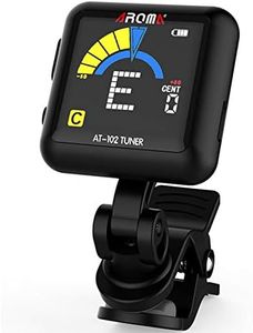 AROMA Rechargeable Clip On Tuner Guitar Bass Ukulele Violin Mandolin Banjo and Nearly Any Acoustic or Electric Stringed Instrument Chromatic Tuning AT103