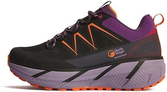 NORTH RIDGE Women's Flux Speed Mid Walking Shoes with High Traction Rubber Sole, Waterproof, Breathable (Black, UK Footwear Size System, Adult, Women, Numeric, Medium, 7)