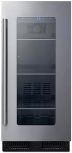 Summit Appliance ALBV15 ADA Compliant 15" Wide Built-in Undercounter Beverage Center for Home or Commercial Use with Glass Door, Automatic Defrost, Lock, Digital Thermostat and Black Cabinet
