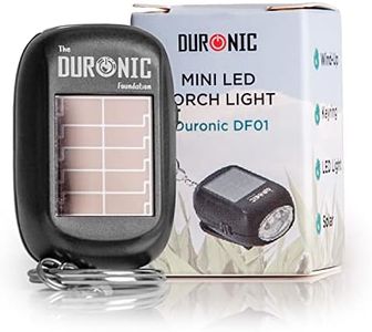 Duronic Keyring LED Torch DF01, Pocket Flashlight, 2-Way Charging - Wind Up and Solar Panel, Eco, Crank Handle Rechargeable, 8 Lumens, Dynamo Keychain Light, No Batteries Needed