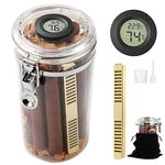 PLAYWITH Acrylic Travel Cigar Humidor Jar/Case/Box with Handmade and Hygrometer Spanish Cedar Rolls,Humidifier for Humidity Control and Digital Hygrometer,Humidor That can Hold About 10-15 Cigars