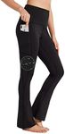 BAYGE Women's Bootcut Yoga Pants High Waist Waterproof Non-See-Through Tummy Control Slim Fit Leggings Sports Pants Flare Pants Sweatpants Fitness Pants with Pockets, Black, XL