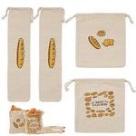 Palwin Linen Bread Bags, 4 Pieces Bags for Homemade Breads, Reusable Eco 100% Linen Bread Bags for Loaf Storage Bakery & Baguette, Bakers, Housewarming, Wedding Gifts, 2 Sizes