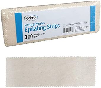 ForPro Natural Muslin Epilating Strips, Tear-Resistant, Pre-Cut Strips for Hair Removal, 3” W x 9” L, 100-Count