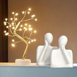 URBAN SENSE® | Couple Family Statue | Ceramic Thinker Sculpture | Home Decor Items for Living Room Show Piece | Table Artifact (White | Set of 2)