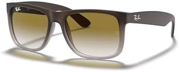 Ray-Ban RB4165 JUSTIN 854/7Z 55M Rubber Brown On Grey/Green Gradient Square Sunglasses For Men For Women + BUNDLE with Designer iWear Eyewear Kit