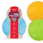 Rosewood Rubber, Tough Chew Resistant, Flying Saucer Frisbee Dog Toy, Large, Assorted Colours,22 cm diameter