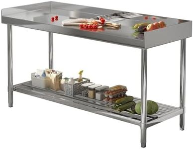 Garvee 48x24 in NSF Stainless Steel Table with Backsplash – Commercial Kitchen Prep Table for Restaurant, Home & Hotel, Heavy-Duty Workstation with Adjustable Undershelf & Splash Guard