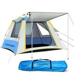 NEWDRU Waterproof Camping Tent for 3-4 Person | UV Protection, Lightweight & Easy Setup | Perfect for Hiking, Trekking & Outdoor Adventures - CampGuard Pro (Silver-Blue)