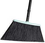 DALIPER Heavy Duty Broom Outdoor with Long Handle 55 Inches, Commercial 60 Degree Stiff Bristle Angled Brush for Sweeping Patio Garage Outside Indoor House Deck Porch Yard Restaurant Home Warehouse