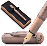 Wordsworth and Black Fountain Pen Mini EDC: Luxury Copper Heavy Pocket Pen, Medium Nib, 6 Ink Cartridges, Ink Converter, Travel Refillable Writing Pen Gift Set, Men & Women