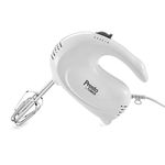 Presto By Tower PT12045WHT Hand Mixer, 2x Stainless Steel Beaters and 2x Dough Hooks, 5 Speeds, Auto-Locking, 150W, White