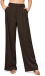 Willit Women's Work Pants Wide Leg High Waisted Casual Slacks Business Office Dress Pants with Pockets 32" Dark Brown L