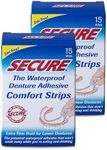 Secure Comfort Strips Waterproof Denture Adhesive - Zinc Free - Extra Firm Hold for Lower Dentures - 15 Count (Pack of 2)