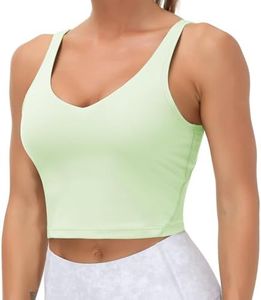 Women’s Longline Sports Bra Wirefree Padded Medium Support Yoga Bras Gym Running Workout Tank Tops(Pale Green, X-Large)