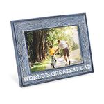 Isaac Jacobs 4x6 Resin Sentiments World's Greatest Dad Picture Frame, Display on Tabletop, Desk (Navy)