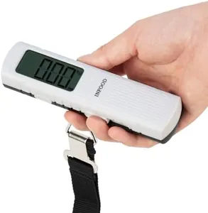 Infood Digital Luggage Scale Battery - Free, Suitcase Weight Scale with Hook & LCD Display for Travel, 110lb/50kg Capacity, White