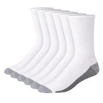 Hanes Men's Cushioned Crew Socks, Available in 6, 8, and 12-Packs, White/Grey Foot Bottom - 6 Pack, 6-12