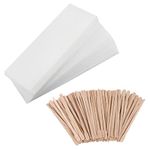 Lanjue 150 Pcs Wax Strips Kit, Including 50 Pcs Paper Wax Waxing Strips Non-Woven Wax Strips 100 Pcs Wax Applicator for Body Hair Facial Removal