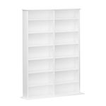 Prepac 2 Column Display Cabinet, White Storage Cabinet, Tall Storage Cabinet, DVD Storage Cabinet with 8 Adjustable Shelves 8.75" D x 38.75" W x 51" H, WMA-0640