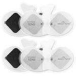 Easy@Home Wireless Tens Unit Self Stick Carbon Electrode Pads, 4 Pack 6.5" x 3" Reusable Pads - Non Irritating Design