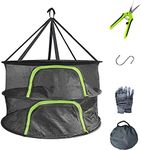 YOUSHENGER Herb Drying Rack 2Layer 2ft Black Mesh Hanging Drying net 1 Pack Plant Drying net with Green Zipper and Garden Gloves for hydroponic Plants and Bud