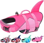 Malier Dog Life Jacket, Ripstop Dog Life Vest with Rescue Handle for Swimming Boating, Reflective Shark Puppy Life Jackets with Adjustable Straps for Small Medium Large Dogs (X-Large)