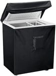 Black Chest Freezer Cover, Luxiv Waterproof Cover 25Lx23Wx34H Compact for 3.5 Cubic Feet Full Deep with Top Open, Zipper Pocket, Strap (freezer cover), Black,Silver