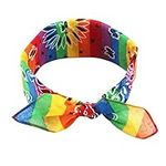 zhiwenCZW Rainbow Stripes Paisley Floral Women Girl Cotton Pocket Square Scarf Cute Rabbit Ear Headband Bandana Hip-Hop Wristband Neck Tie