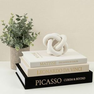 Fveuc Linen Faux Book Box Set of 3, Black and White Decorative Books for Shelves, Fake Books for Decoration with Secret Compartment, Modern Aesthetic Coffee Table Decor (Black-Beige-White)