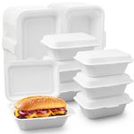 100Pack Clamshell Take Out Food Containers, 100% Compostable Disposable To Go Containers, Heavy-Duty To Go Boxes (5 * 7 in)