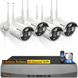 {Dual Antennas for Wi-Fi Enhanced} AI Human Detected 2K 3.0MP Wireless Security Camera System, Surveillance NVR Kits with 2TB Hard Drive, 4Pcs Outdoor WiFi Security Cameras, with Audio, Night Vision
