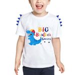 Dinosaur Big Brother Announcement T Shirt Sibling Outfits for Toddler Boys 100% Cotton Promoted to Big Brother Shirt White