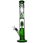 RORA Bong Glass 16" Tall Glass Bong Fashion Designed Coil Percolator Water Pipe with Splash Guard On Glass 14mm Downstem (Green)