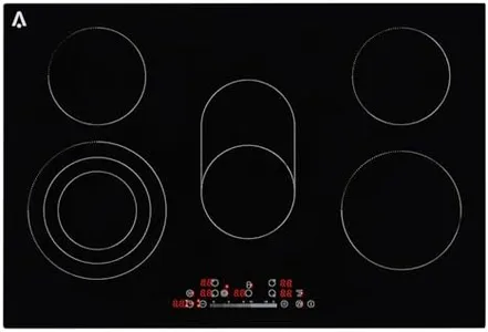 GarveeTech 5 Burner Electric Cooktop - 30" 8800W Ceramic Glass Radiant Electric Stovetop Built-in Stove Top, Ceramic Glass Radiant Stovetop, Kid Safety Lock, Timer, 240V,BLACK