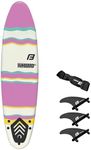 6’ FLOWBOARD Surfboard Softboard Foam - Include (3) Fins 6’ Foot Leash and (2) Wood Stringers - Kids and Adults Beginner Intermediate 7 Foot and Comes with High Performance Traction Pad Pink