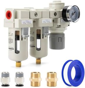 EBEIZZI 3/8" NPT Air Drying System |Air Compressor Filter |Double Air Filters | Air Pressure Regulator Combo - Semi-Auto Drain, Poly Bowl