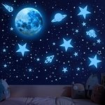 603Pcs Glow in The Dark Stars Stickers, Glow in The Dark Stars Ceiling, Moon and Stars Wall Decals Planets Solar System Wall Stickers for Kids Boys Wall Sticker for Nursery Bedroom Living Room (Blue)