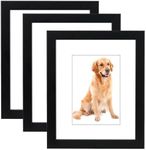 8x10 Black Picture Frame Set of 3,Display Pictures 5x7 with Mat or 8 x 10 without Mat,Multi Photo Frames Collage for Wall or Tabletop Display,5x7 Picture Frame Christmas Gift Black Picture Frames