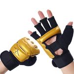 LiMMAX Kickboxing Sparring Gloves MMA Gloves for Men Women Half Finger Boxing Gloves Fighting Gloves Boxing Gloves for Punching Bag Training UFC Gloves for Men Women Gold S