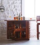 Decorworlds Solid Sheesham Wood Bar Cabinet Liquor with Wine Glass Storage for Home Living Room Bedroom Cocktail Wine Bottle Holder Rack Wooden Furniture (Honey Finish)