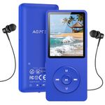 AGPTEK A02 64GB MP3 Player, 70 Hours Playback Lossless Sound Music Player, Supports up to 128GB, Deep Blue