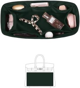 KINGS IN BAG BK35 Inner bag, Handbag Organizer Insert, Silky Large Bag Organizer Compatible with Hermes Birkin 35 Bags, Multiple Pockets Large Capacity (Vert Anglais, Birkin35)